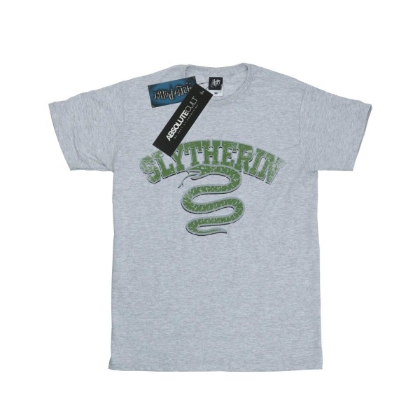 Harry Potter T-shirt i bomull med sportmärke för flickor i åldrarna 9-11 år, Slytherin Sports Grey 9-11 Years