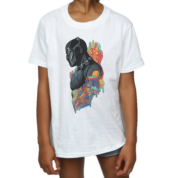 Marvel Girls Black Panther Profil Bomull T-shirt 9-11 År Vit White 9-11 Years