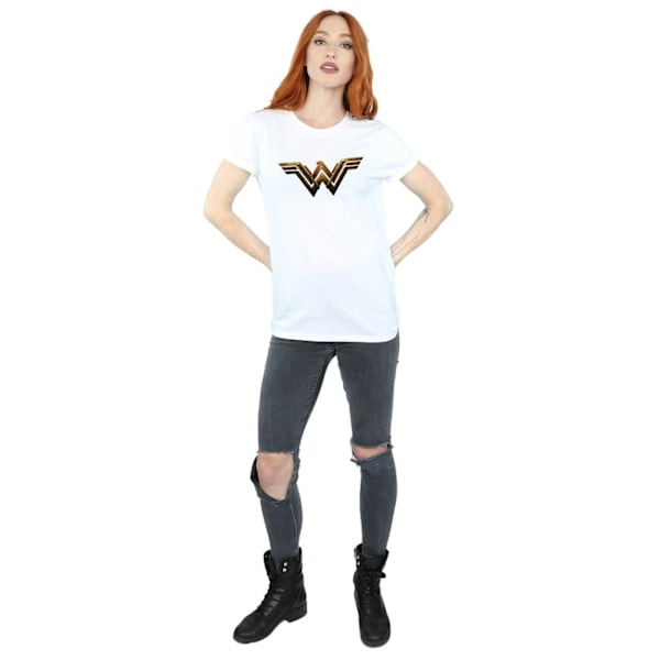 Wonder Woman Dam/Damer Logotyp Bomull Boyfriend T-shirt L Vit White L