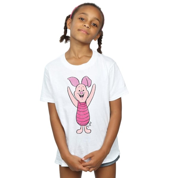 Winnie the Pooh flickor Classic Piglet bomull T-shirt 5-6 år W White 5-6 Years