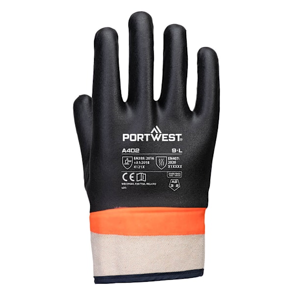 Portwest Unisex Vuxen A402 Dubbeldoppade PVC Sandgrepp Säker Black/Orange L