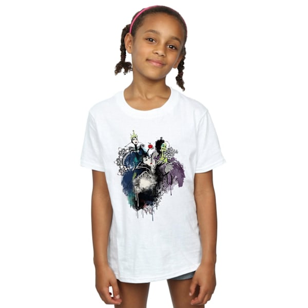 Disney Girls Villains Sketch Bomull T-shirt 12-13 År Vit White 12-13 Years