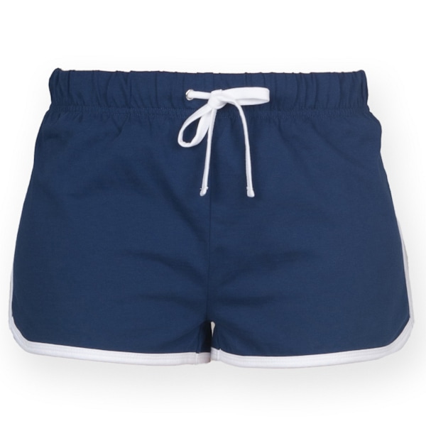 Skinni Fit Dam/Damer Retro Träning / Fitness Sport Shorts Navy/ White L