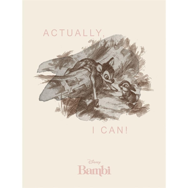 Bambi Actually I Can Canvas Print 40cm x 30cm Beige/Svart Beige/Black 40cm x 30cm
