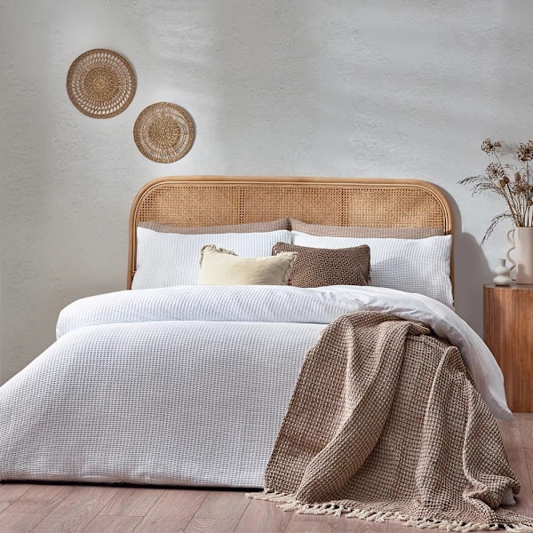 Yard Chunky Cotton Waffle Påslakan Set Enkelsäng Vit White Single