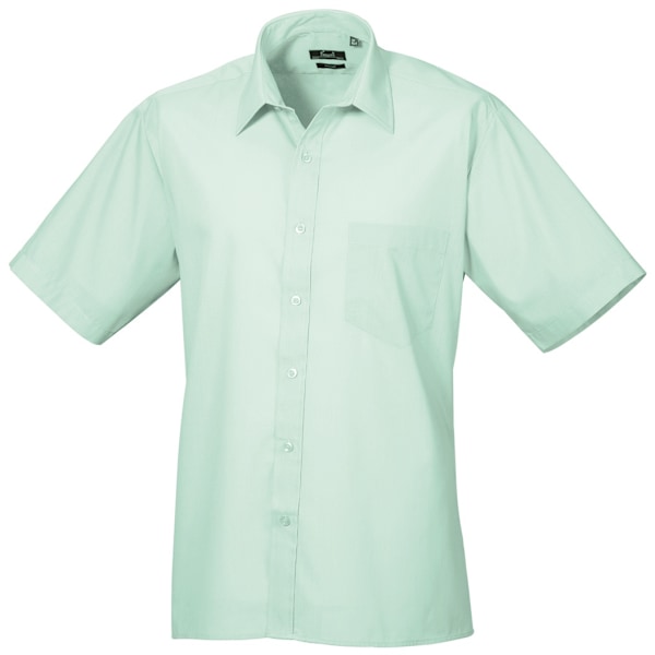 Premier Mens Short Sleeve Formal Poplin Plain Work Shirt 17 Aqu Aqua 17