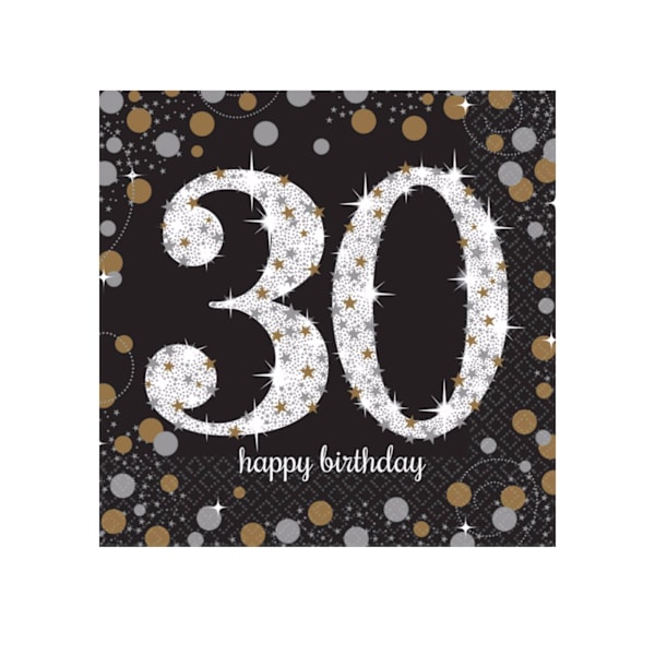 Amscan Sparkling Gold Celebration Happy 30th Birthday Servetter ( Gold One Size