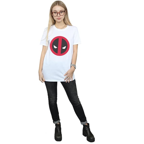 Marvel Dam Deadpool Stor Ren Logotyp Bomull Boyfriend White 3XL