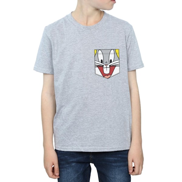 Looney Tunes Boys Bugs Bunny Face Faux Pocket T-Shirt 12-13 Yea Sports Grey 12-13 Years