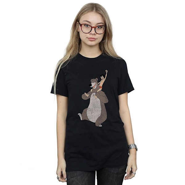 Djungelboken Dam/Dam Classic Mowgli Och Baloo Bomull Boyfriend T-Shirt XXL Svart Black XXL