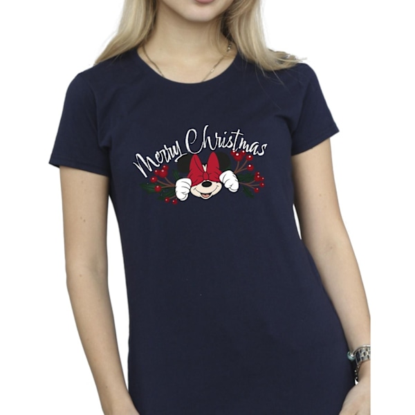 Disney Dam/Kvinnor Minnie Mouse Jul Holly Bomull T-Shir Navy Blue XXL