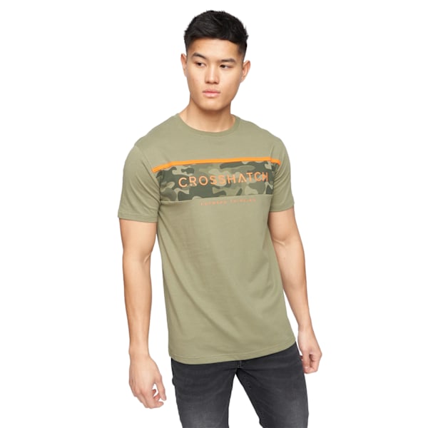 Crosshatch Herr Neoline Camo T-Shirt L Oliv Olive L