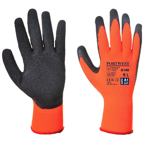 Portwest Unisex Adult A140 Termiska Latexgrepphandskar XXL Orange Orange/Black XXL