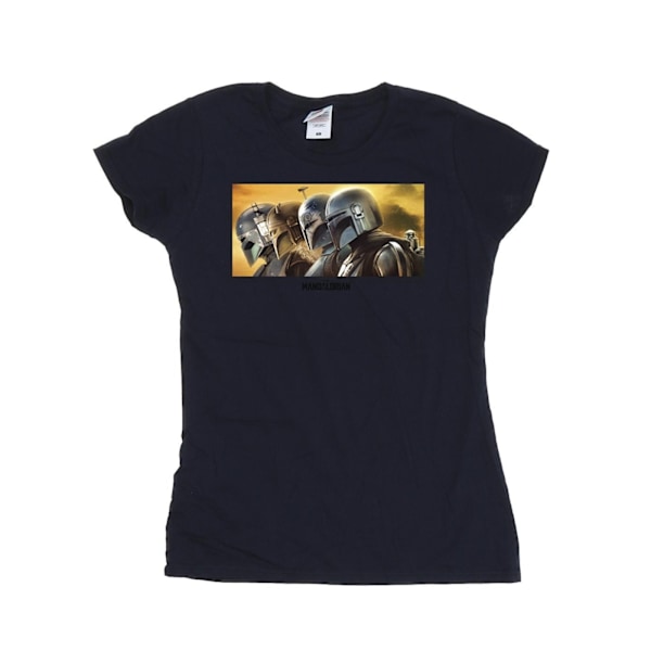 Star Wars Dam/Damer The Mandalorian Målad Grupp Bomull T-shirt Navy Blue XL