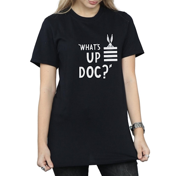 Looney Tunes Dam/Damer Bugs Bunny What´s Up Doc Stripes Bomull Boyfriend T-shirt S Svart Black S