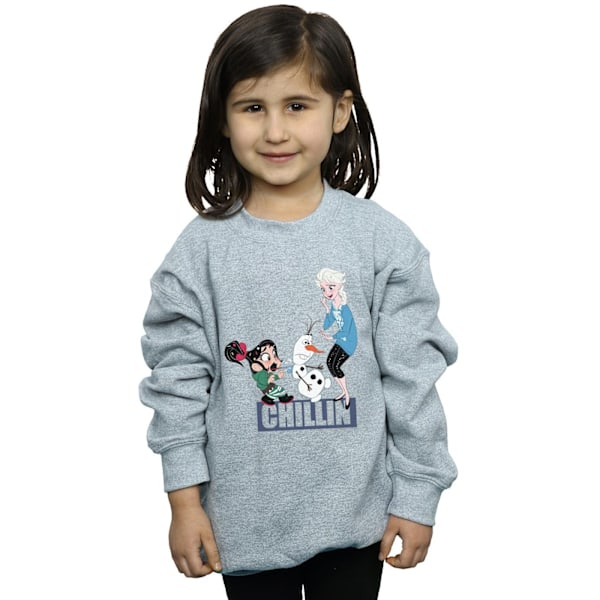 Disney Girls Wreck It Ralph Elsa Och Vanellope Sweatshirt 5-6 År Sports Grey 5-6 Years