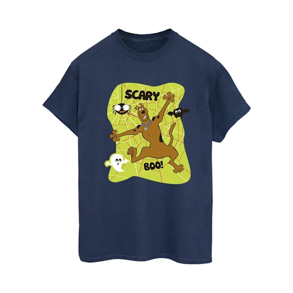 Scooby Doo Dam/Kvinnor Läskig Boo! Bomulls Boyfriend T-shirt L Navy Blue L