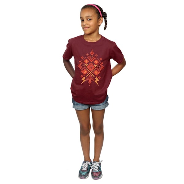 Harry Potter flickor jul Fair Isle bomull T-shirt 5-6 år Burgundy 5-6 Years