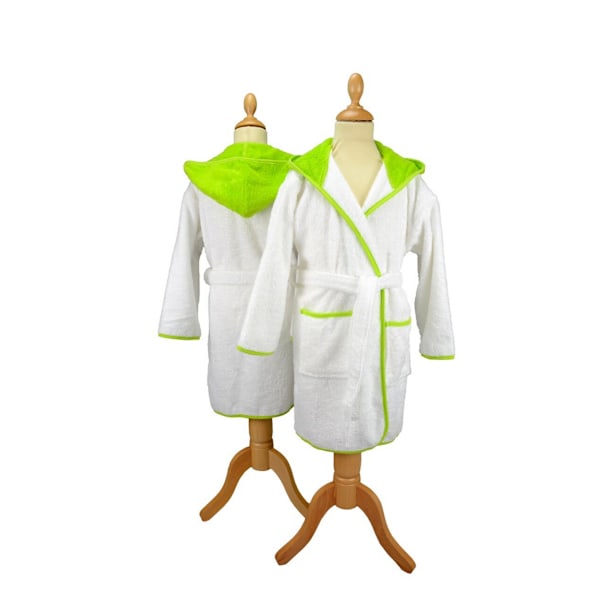 A&R Towels Barn/Barn Pojkar & Flickor Badrock med Huva 9/11 År White/Lime Green 9/11 Years