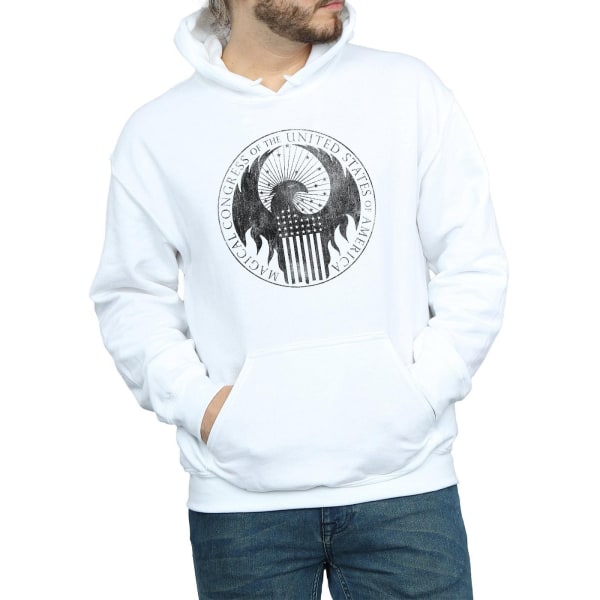 Fantastic Beasts Mens Distressed Magical Congress Hoodie S Whit White S
