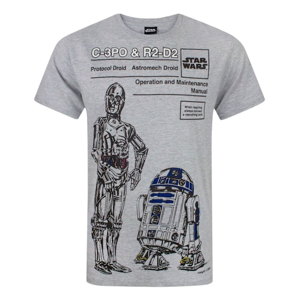 Star Wars herr C-3PO och R2-D2 T-shirt S grå Grey S