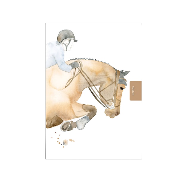 Deckled Edge Jumping Horse Notebook A6 Vit/Brun/Grå White/Brown/Grey A6
