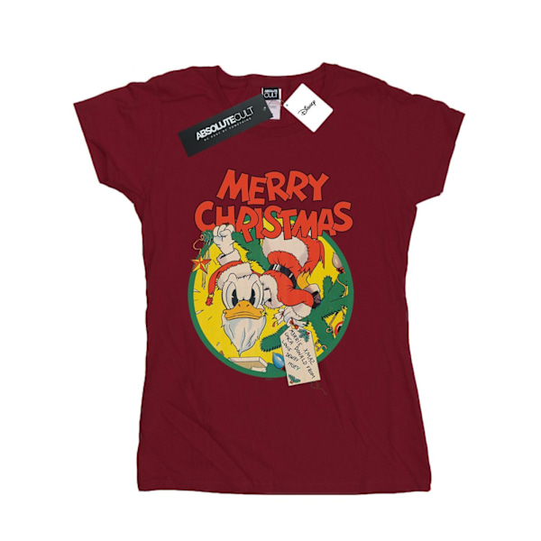 Disney Dam/Dam Donald Duck God Jul Bomull T-shirt Burgundy S