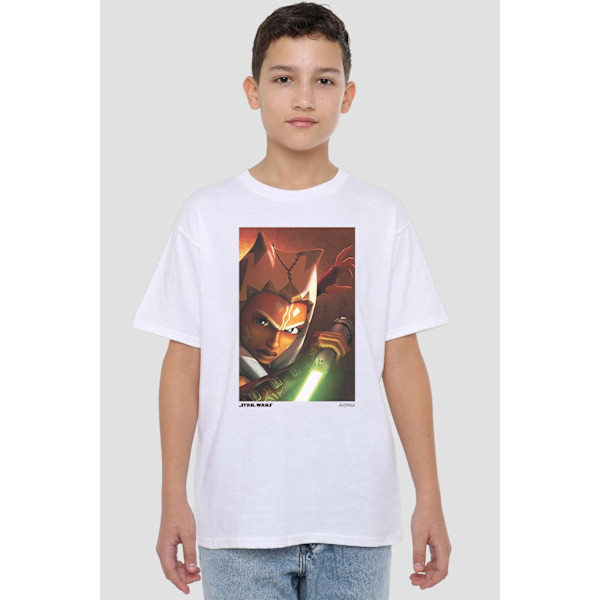 Ahsoka Barn/Flickor Panel T-shirt 12-13 År Vit White 12-13 Years