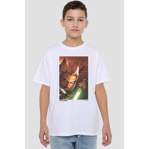 Ahsoka Panel T-shirt för Barn/Ungdomar 7-8 År Vit White 7-8 Years