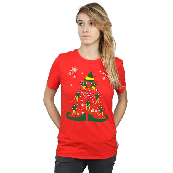 Elf Dam/Damer Julgran Bomull Boyfriend T-Shirt XL Röd Red XL