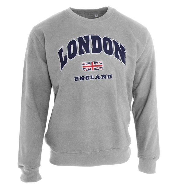 Unisex Sweatshirt London England Brittisk Flaggdesign MEDIUM Spo Sport Grey MEDIUM