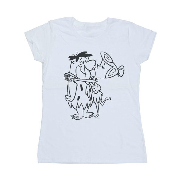 The Flintstones Dam/Kvinnor Fred och Wilma Kyss Bomull T-Shir White L