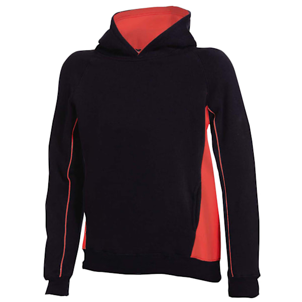 Finden & Hales Barn Pullover Hooded Sweatshirt / Hoodie 13-14 B Black/Red 13-14