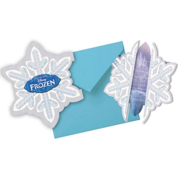 Frozen snöflingainbjudningar (paket med 6) One Size Vit/Blå White/Blue One Size