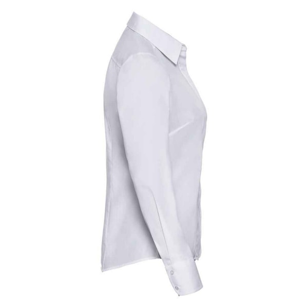 Russell Collection Dam/Kvinnor Poplin Fitted Långärmad Formell Skjorta White 14 UK