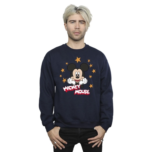 Disney Mickey Mouse Stars Sweatshirt för män L Marinblå Navy Blue L