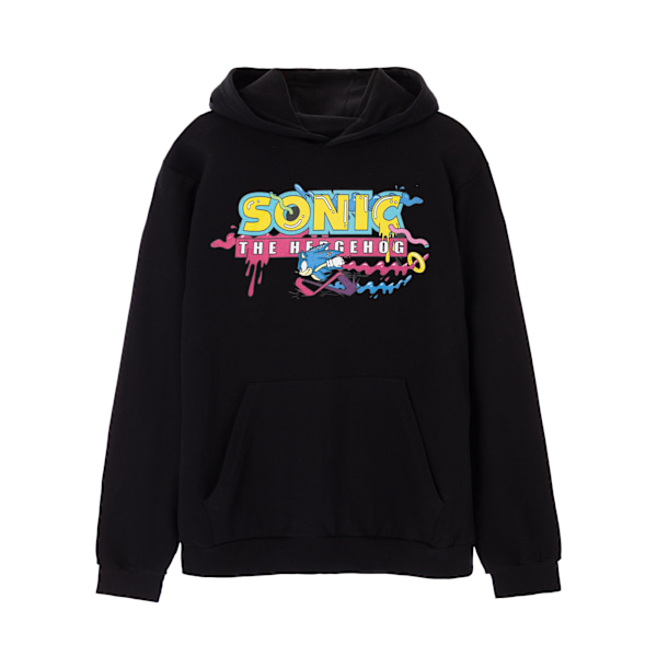 Sonic The Hedgehog Psykedelisk Logotyp Hoodie M Svart Black M