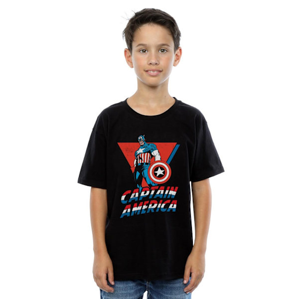 Marvel Boys Captain America Stående T-shirt 5-6 år Svart Black 5-6 Years