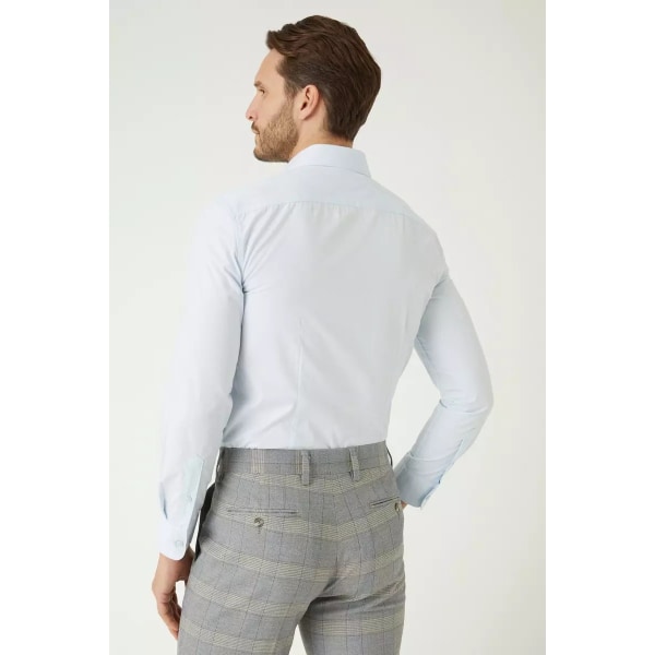 Burton Mens Easy-Iron Slim långärmad formell skjorta 16,5 tum Blu Blue 16.5in