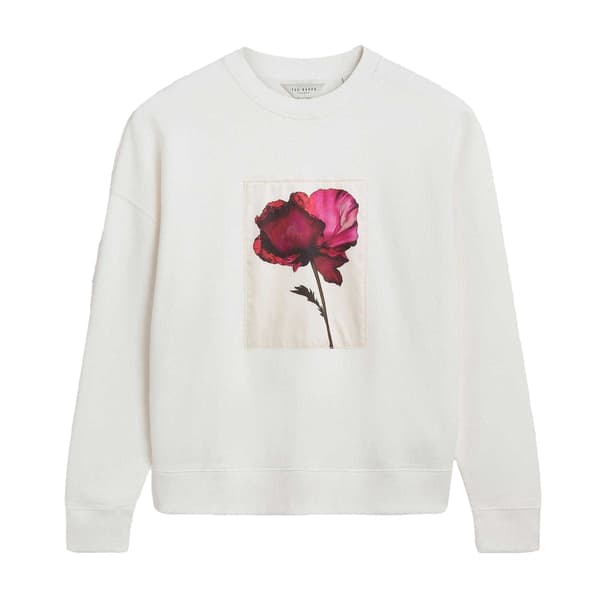Ted Baker Dam/Dam Floral Appliqué Patch Tröja 14 UK Ivory Ivory 14 UK