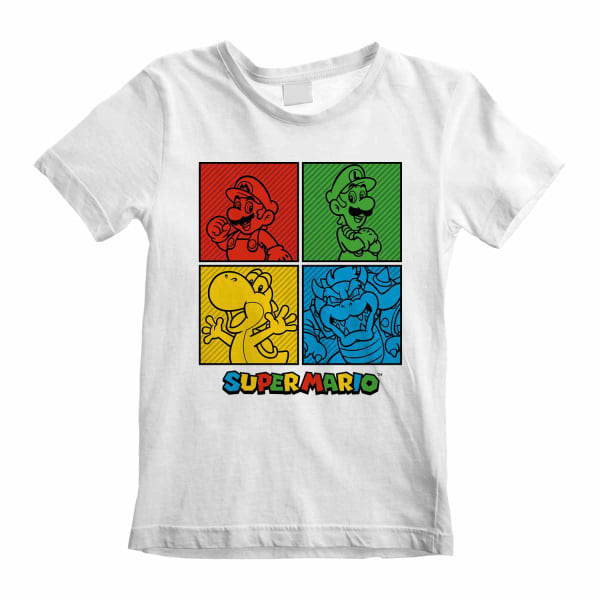 Super Mario Barn/Barn Squares T-Shirt 3-4 år Vit/Grön White/Green/Yellow 3-4 Years