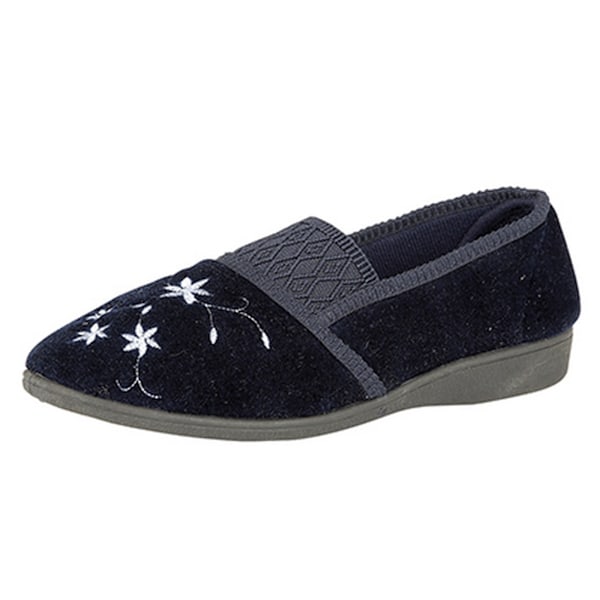 Zedzzz Womens/Ladies Joanna Broderade Tofflor 6 UK Marinblå Navy 6 UK