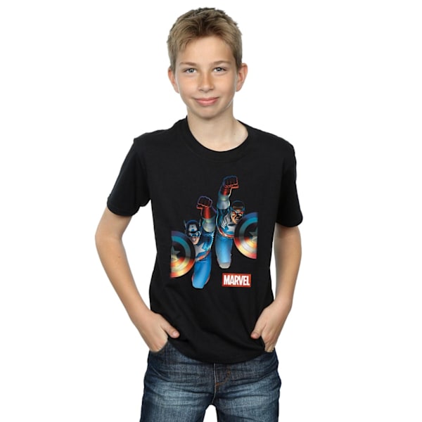 Marvel Boys Falcon Och Captain America Sida Vid Sida T-Shirt 12- Black 12-13 Years