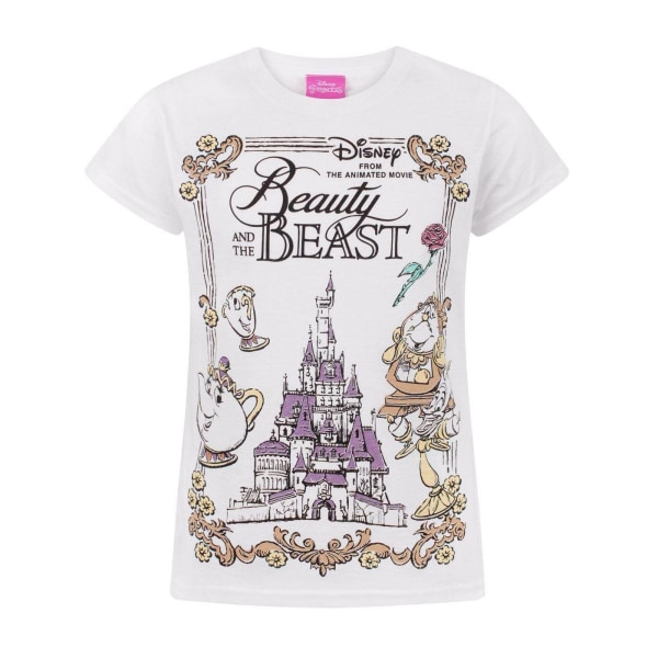 Beauty And The Beast Girls Kortärmad T-shirt 14-15 år Wh White 14-15 Years