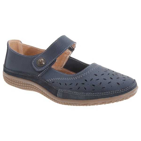 Boulevard Dam/Dam Wide Fitting Touch Fastening Perforated Navy 3 UK