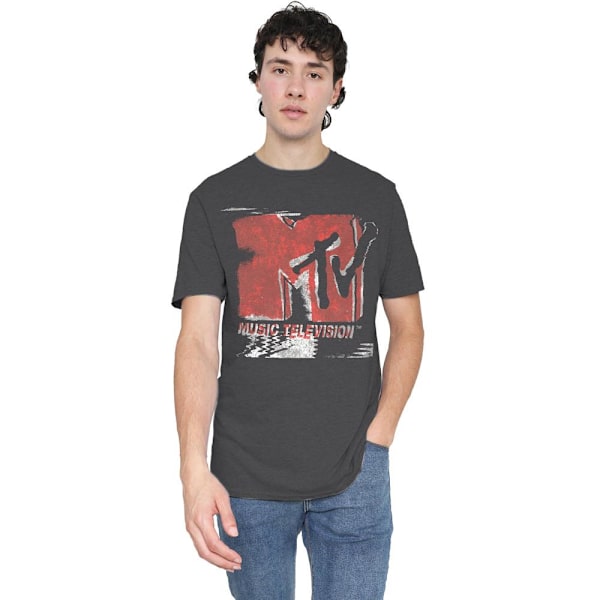 MTV Unisex Vuxen Tvättad Logo T-Shirt M Kolgrå Charcoal M