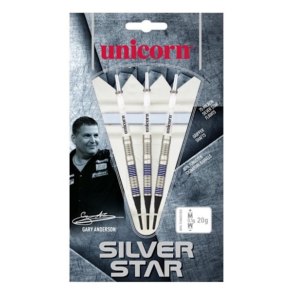 Unicorn Gary Anderson Silver Star Tungsten Dartpilar (3-pack) 25g Silver/White/Black 25g