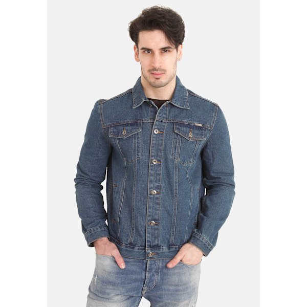 D555 Herr Western Trucker Style Denimjacka Liten Stonewash Stonewash Small