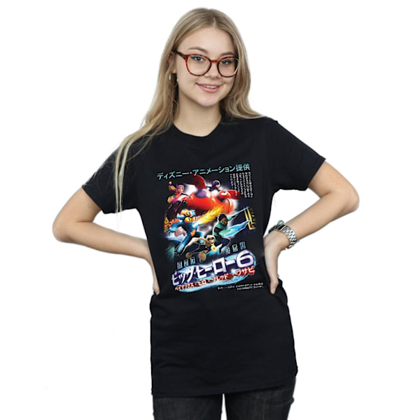 Disney Dam/Damer Big Hero 6 Anime Cover Bomull Boyfriend T-shirt Black XL