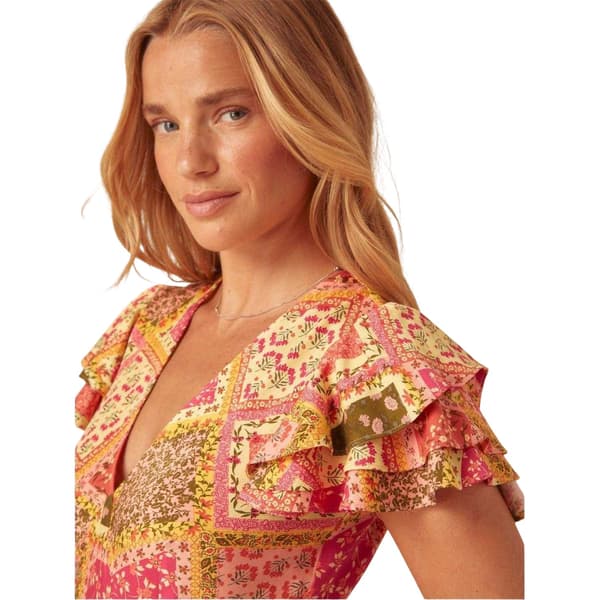 Nobody´s Child Dam Layla Blommig Patchwork V-ringad Midi Multicoloured 16 UK